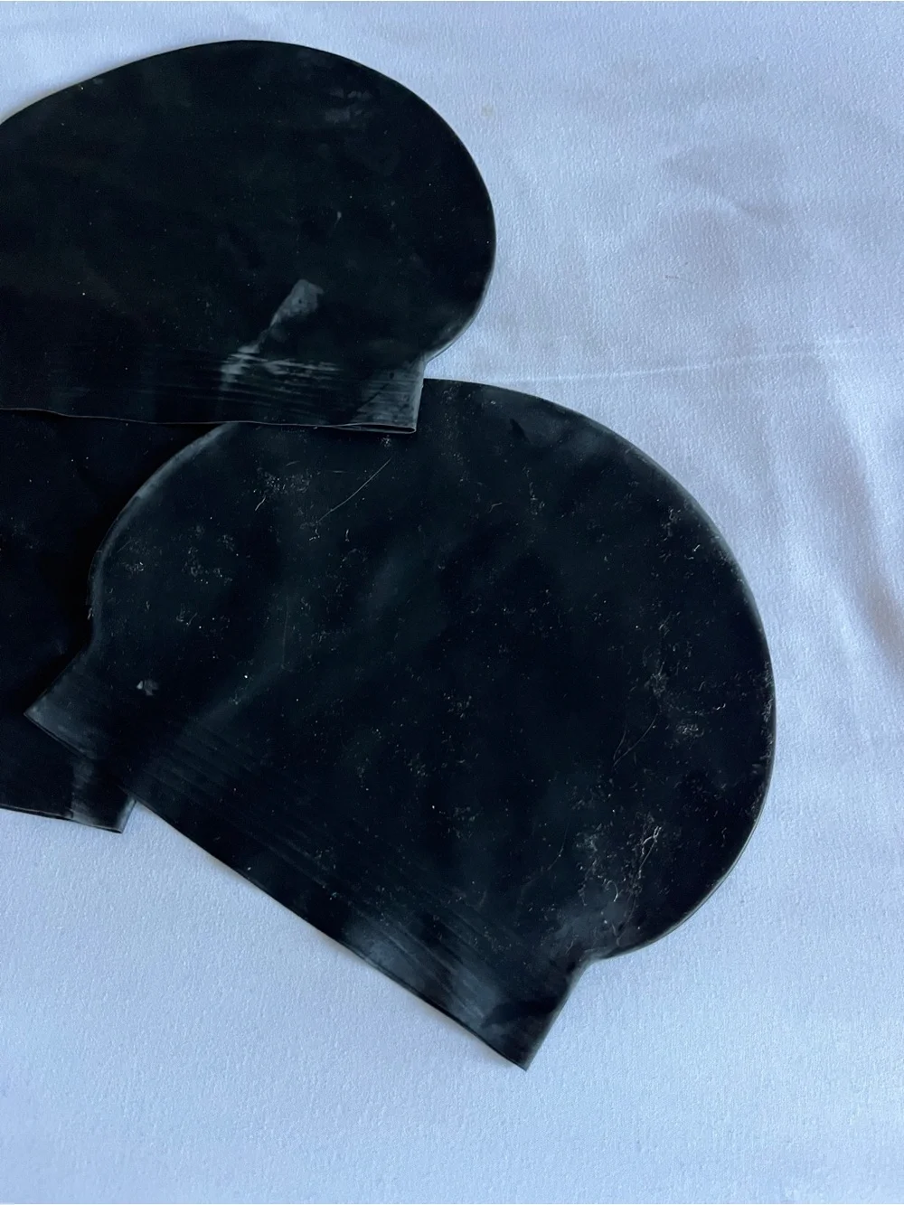 Black Latex Swim Cap Lot of 3 Stretch Waterproof Swim Cap